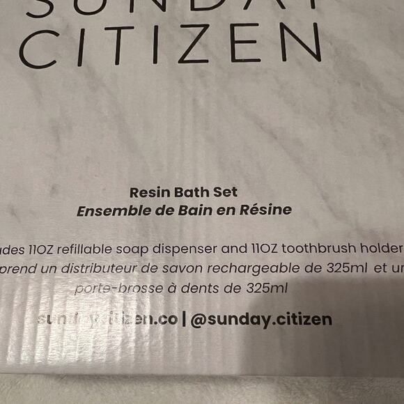Sunday Citizen bath set white & gray resin faux marble gold trim New in box - Picture 4 of 7